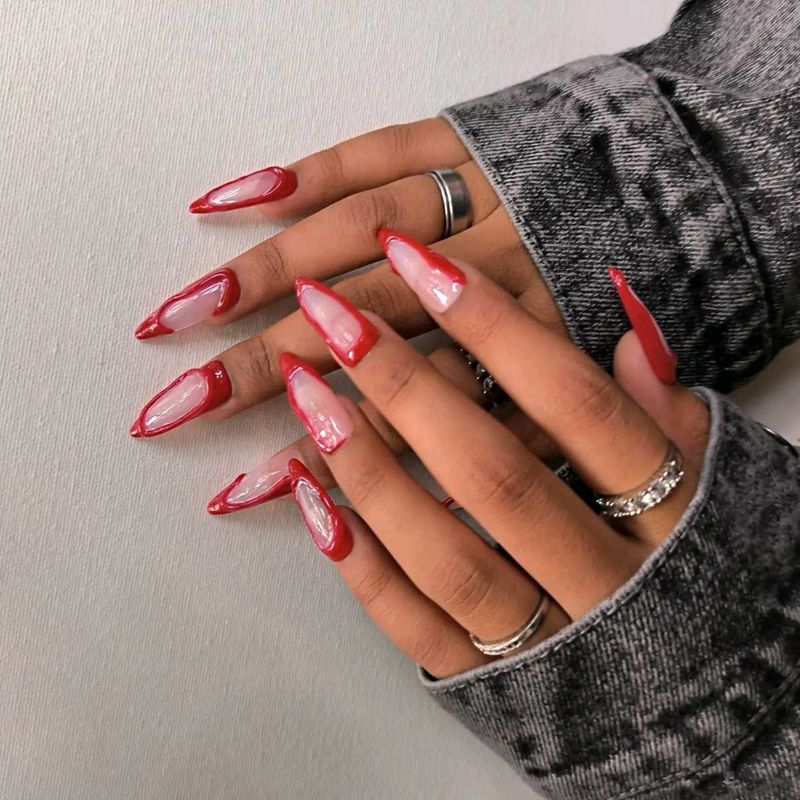 Long Stelitoes Flow Art Press On Nails