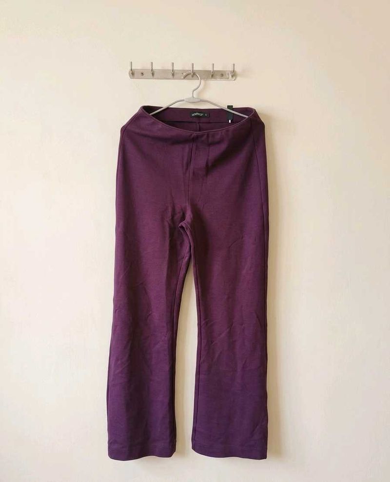 wine  Soft Cotton Stretch Flared High Rise