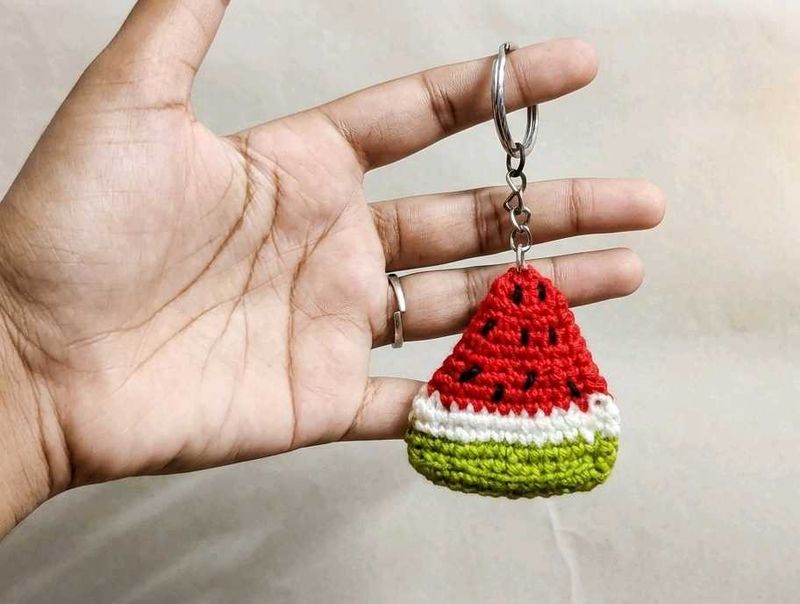 Crocheted twinkling Watermelon Keychain