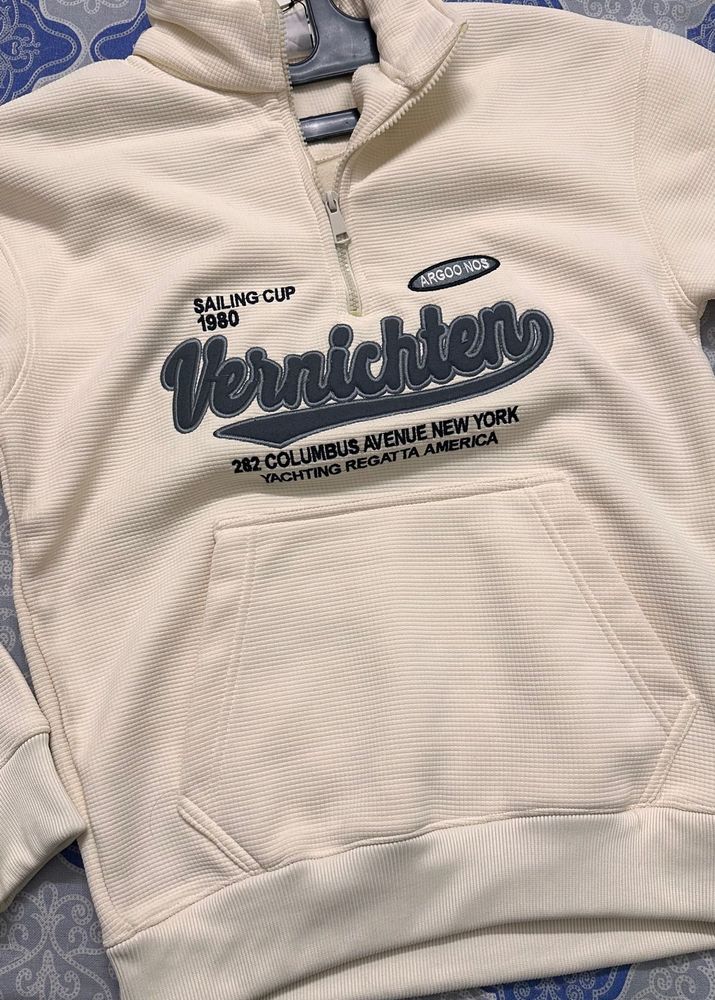 Cream Quarter Zip Sweatshirt