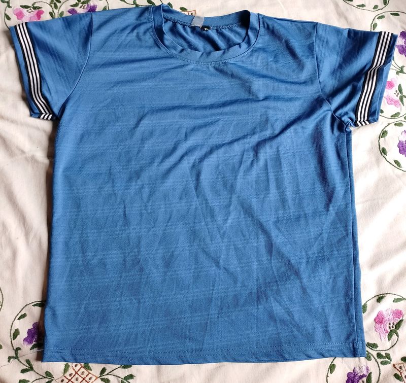 Blue Striped Sleeve Tee