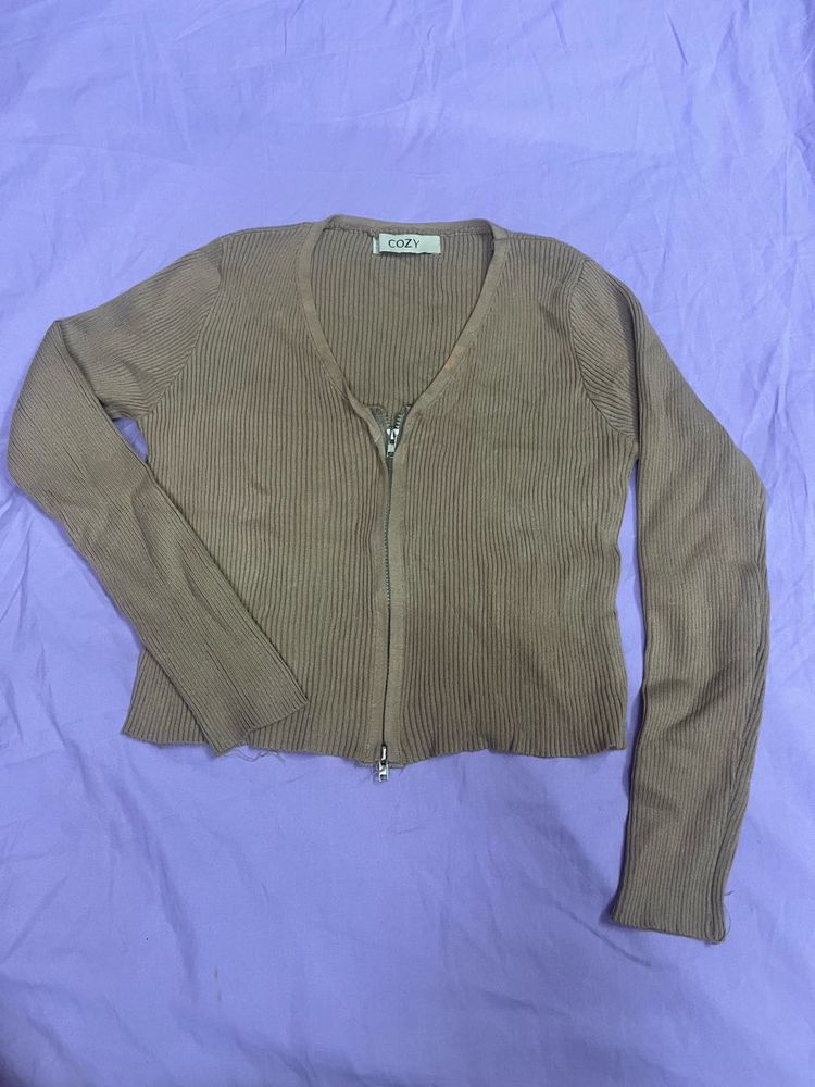 Cozy Zip-Up Ribbed Top