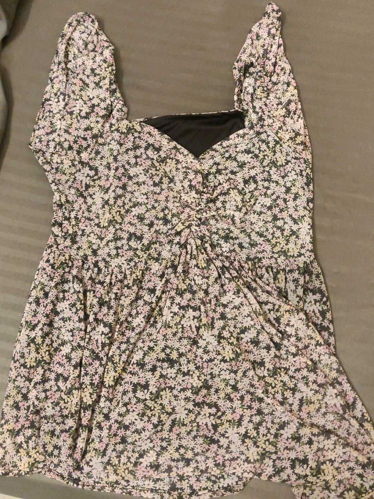 Floral Print Square Neck Dress