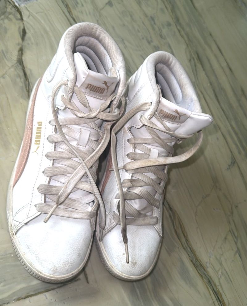 Puma White High-Top Sneakers