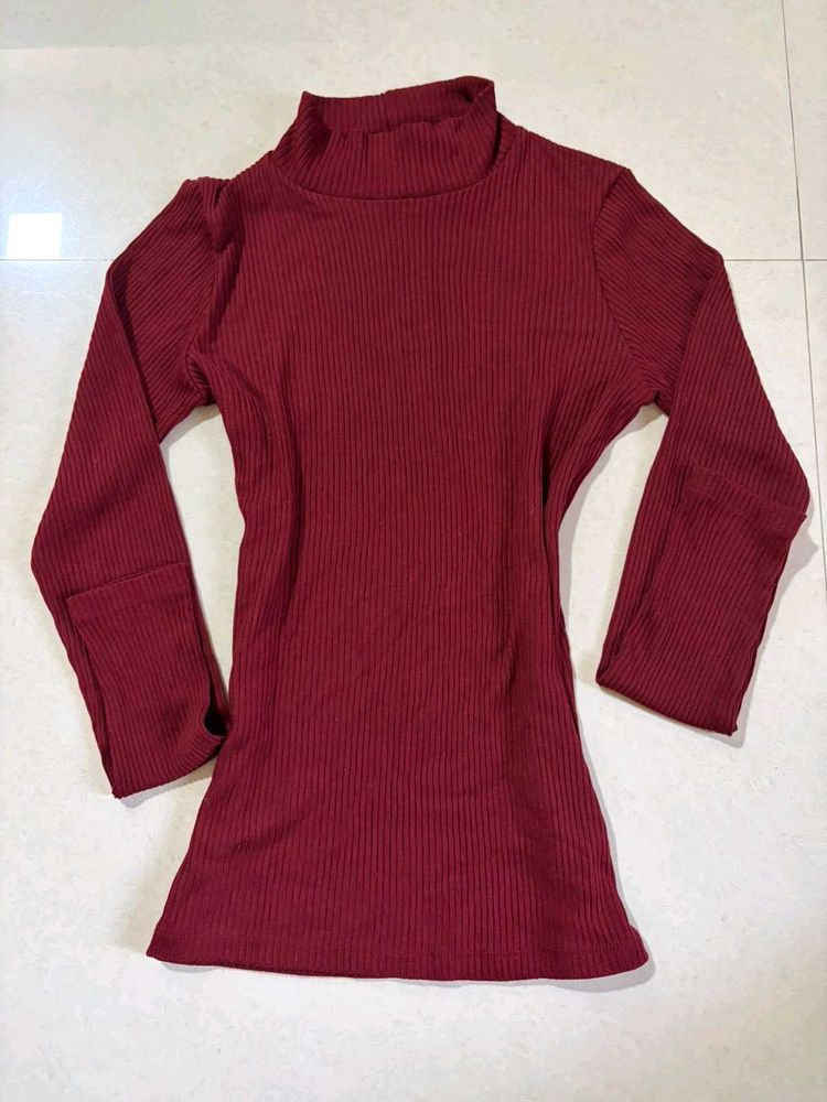 Ribbed Mock Neck Long Sleeve Top