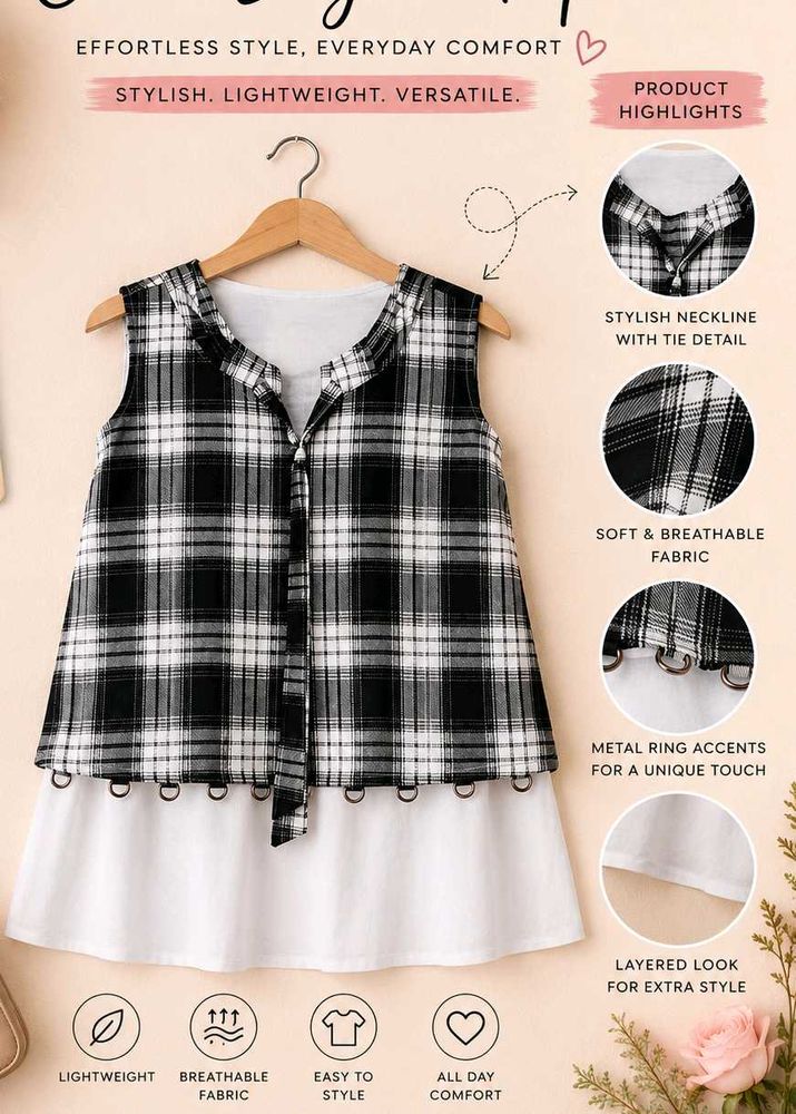 Stylish Plaid Sleeveless Top✨💫💗