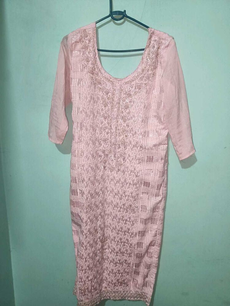 Beautiful Pink Embroidered Kurta ith sharara