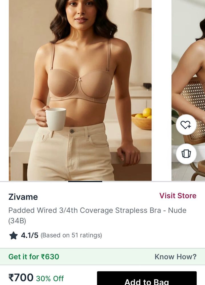Zivame Nude Strapless Bra