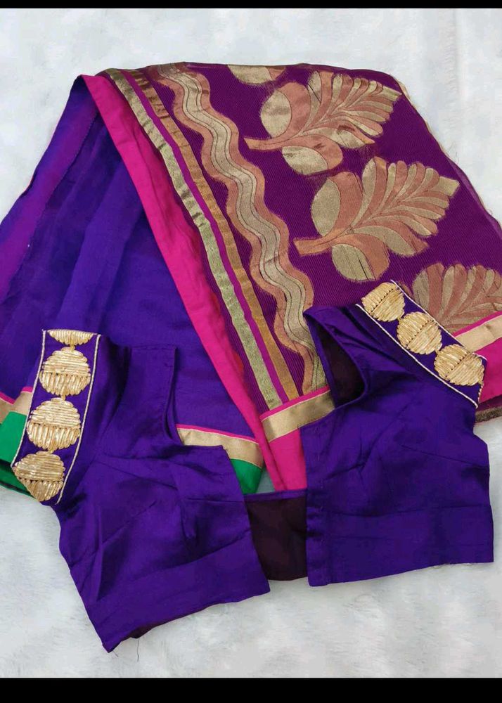 Royal Purple Saree with Gold Embellishments