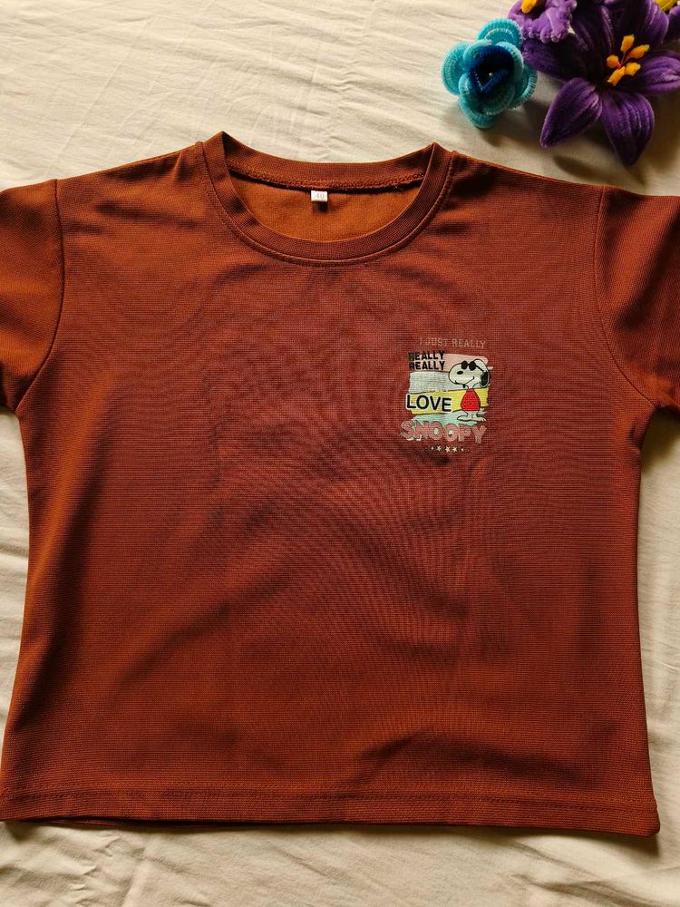 Brown Snoopy Graphic T-Shirt