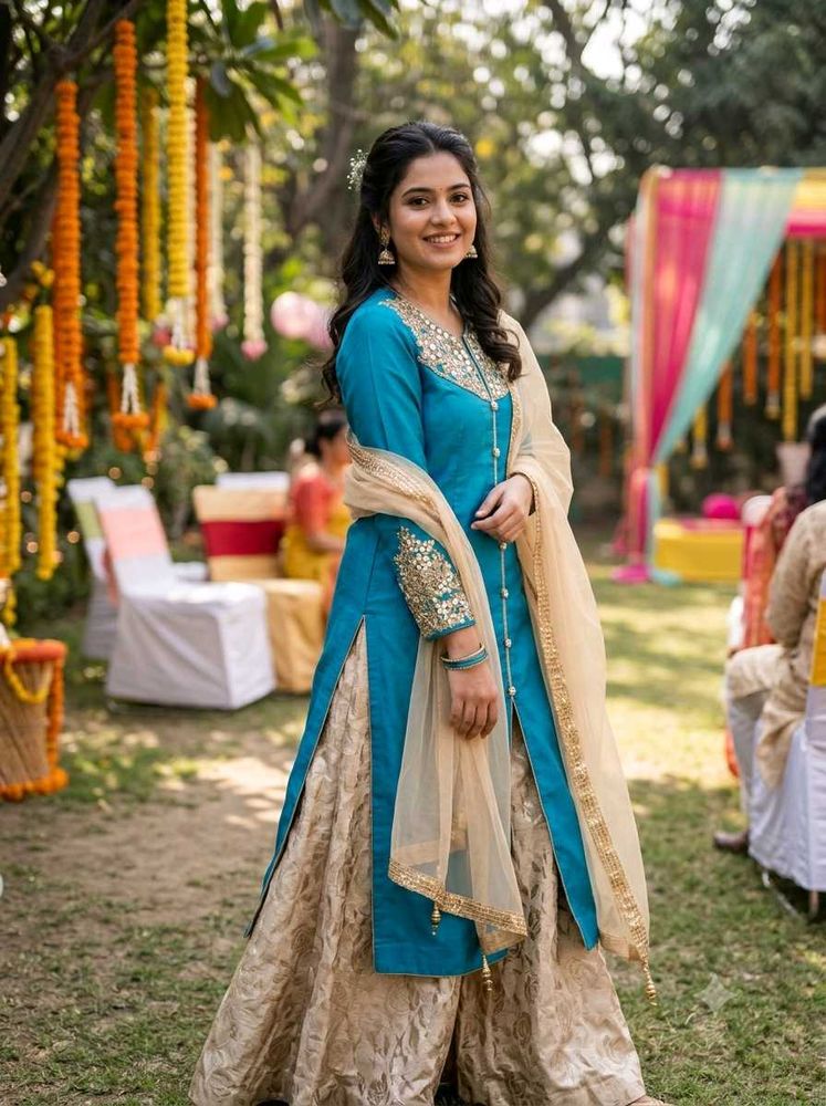 Blue Embellished Kurta