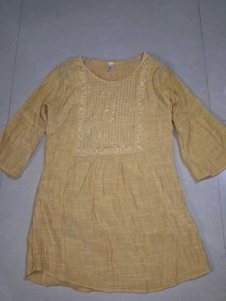 Yellow Sequined Kurta