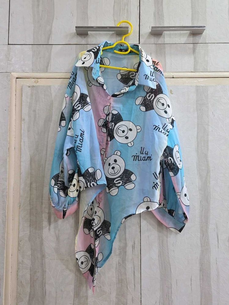 Cute Teddy Bear Print Shirt