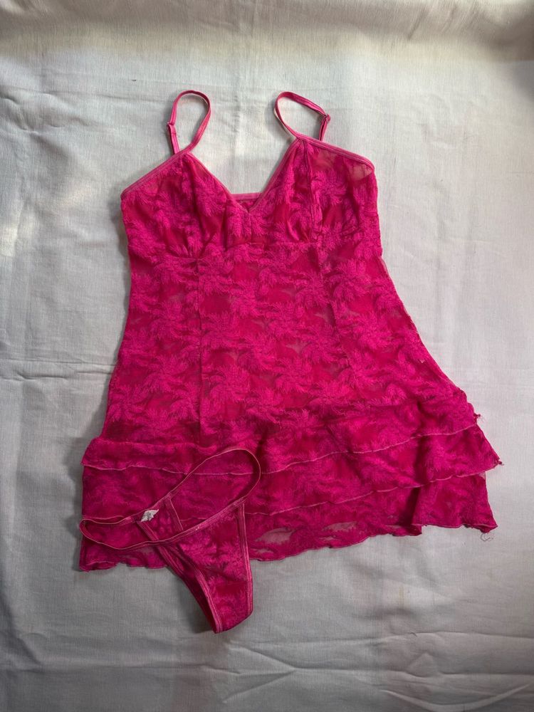Pink Lace Lingerie Set