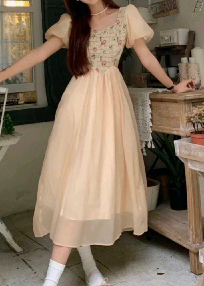 Floral Puff Sleeve Midi Dress