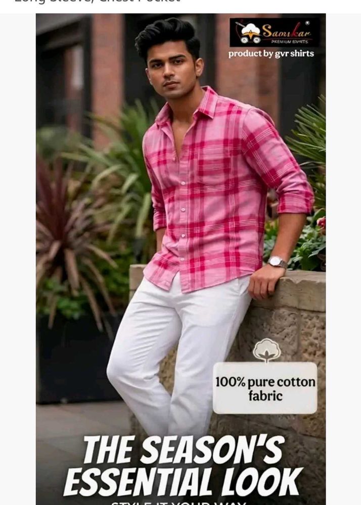 Pink Plaid Cotton Shirt