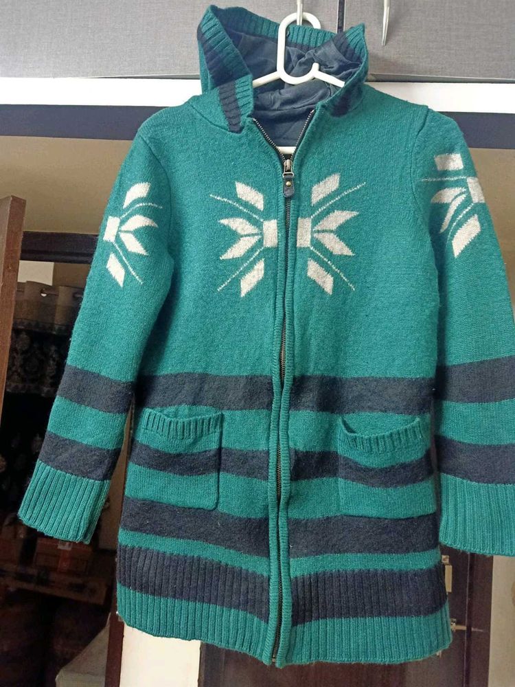 NEW Women's Green Hooded Knit Jacket