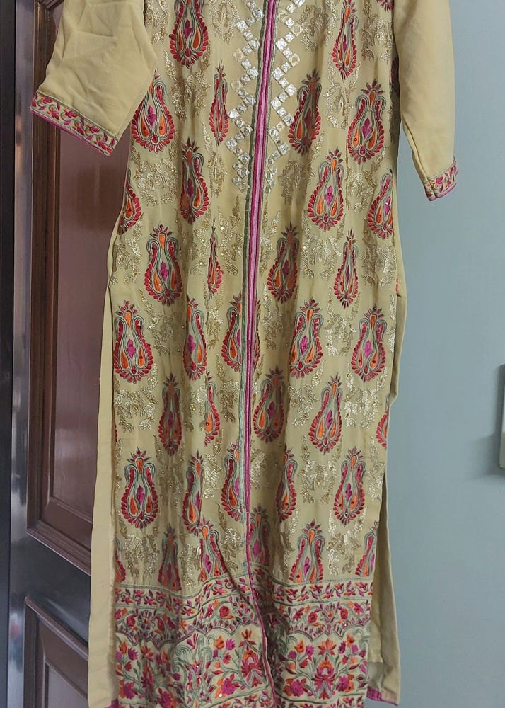 Heavy Partywear Suit With Embrioder Work On Lower