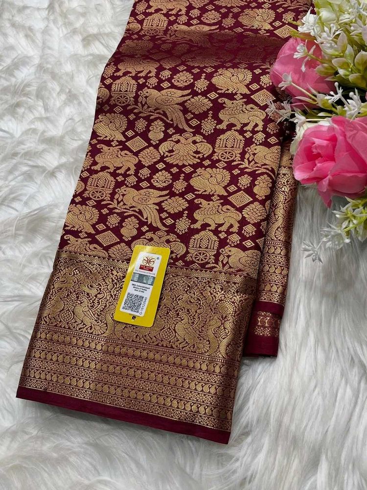 Exquisite Maroon Silk Saree