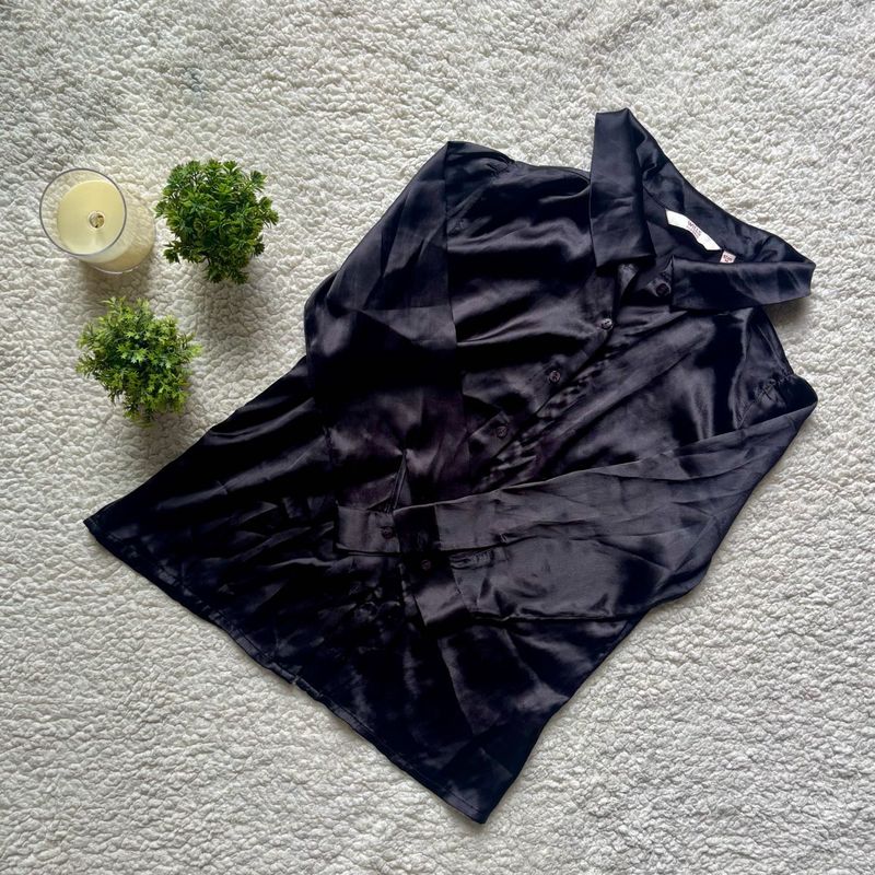 Satin Button-Up Shirt