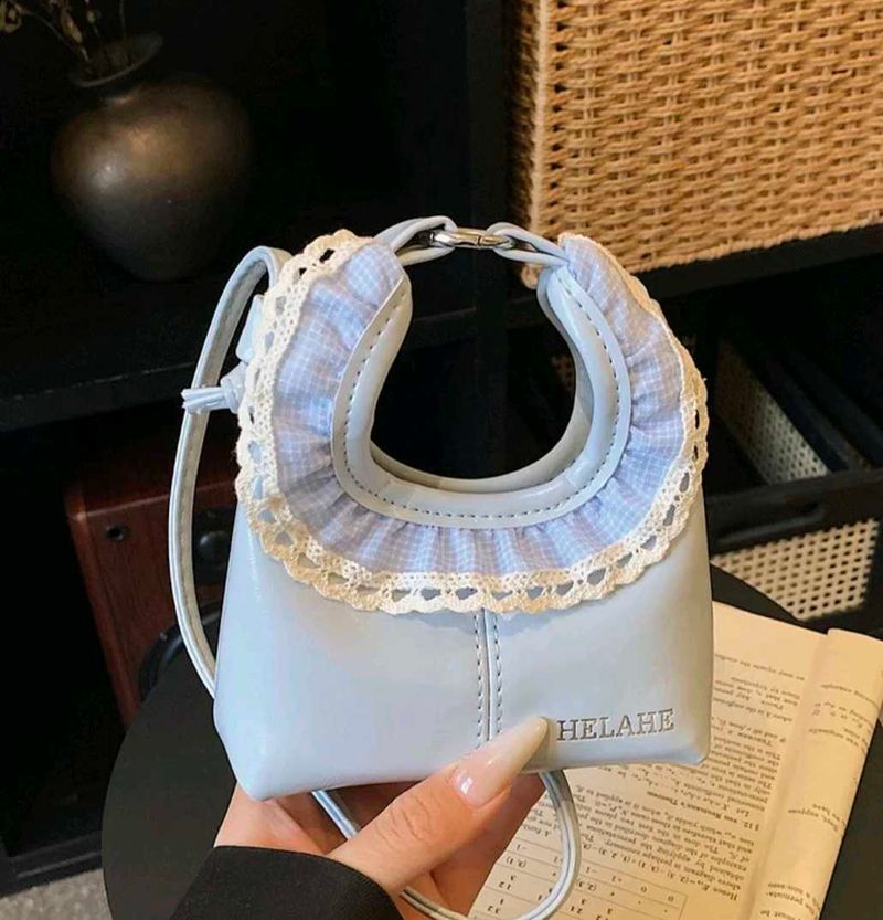 Chic Pastel Blue Ruffled Handbag