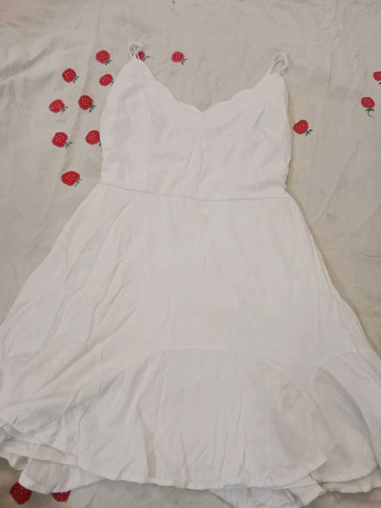 White Ruffled Mini Dress