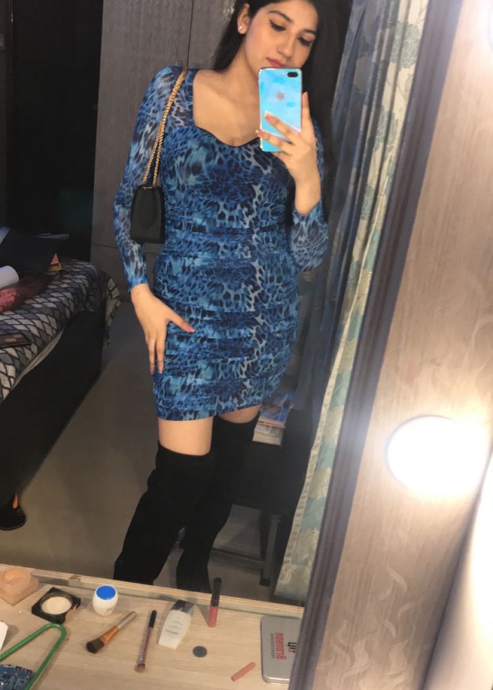 Blue Animal Print Dress