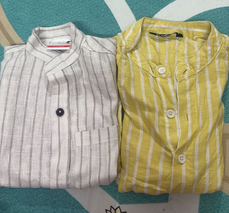 combo of 2 baby shirts - yellow and white stripped