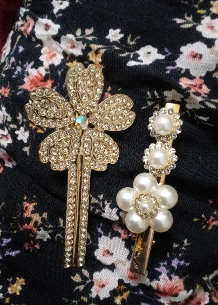 Sparkling Flower Hair Clips