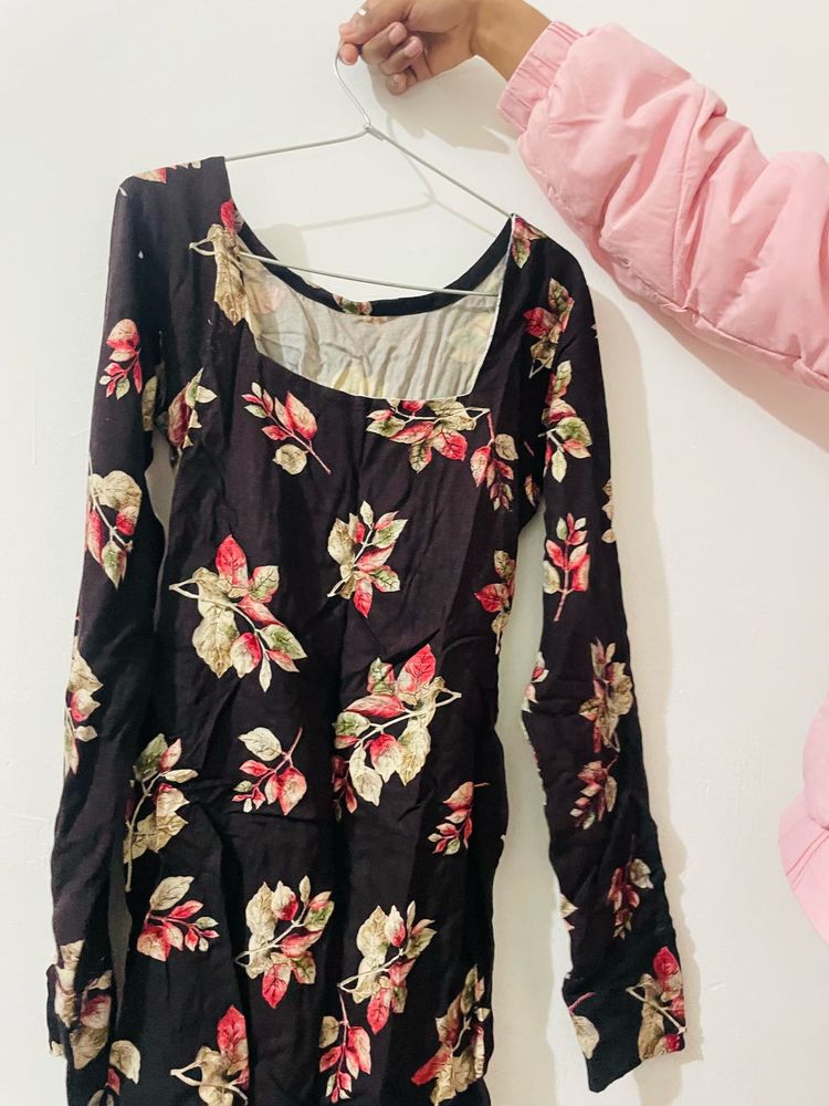 Floral Print Long Sleeve kurti