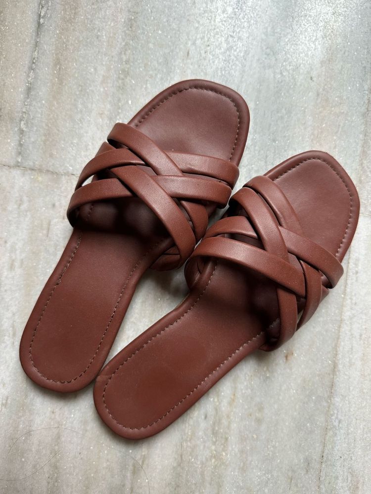 Brown Woven Flats