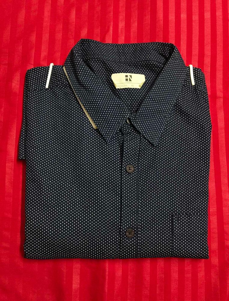 HERE&amp;NOW Navy Blue Printed Casual Shirt