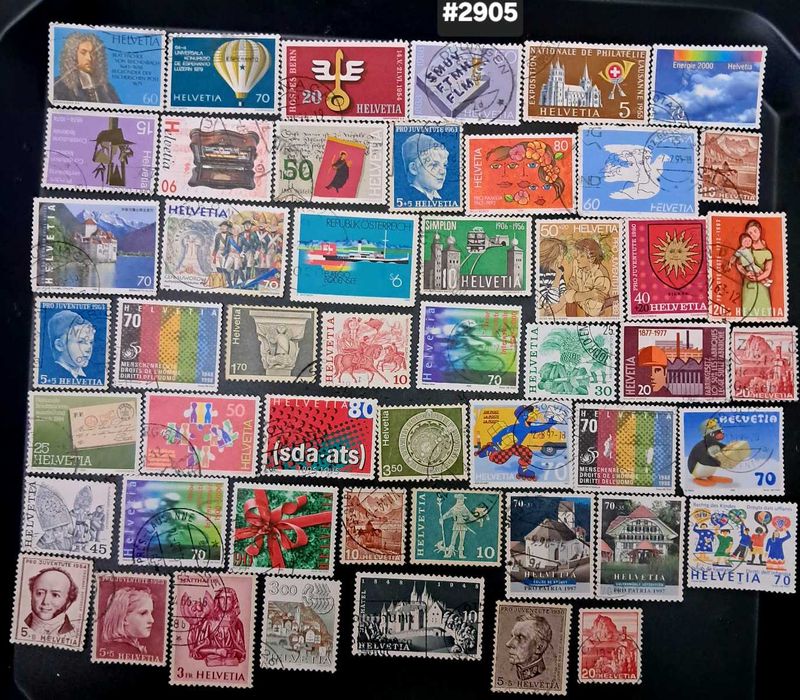 50 Vintage Helvetia Stamps