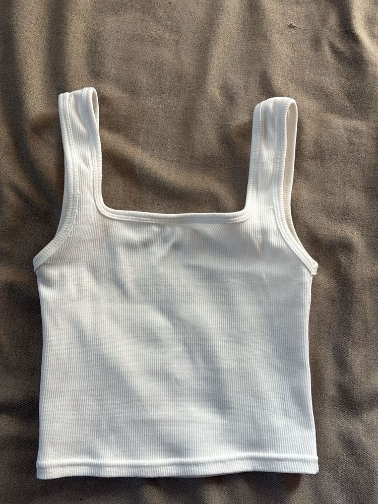 Ribbed Square Neck Tank Top