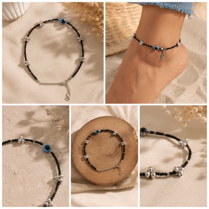 Evil Eye Anklet with Beads