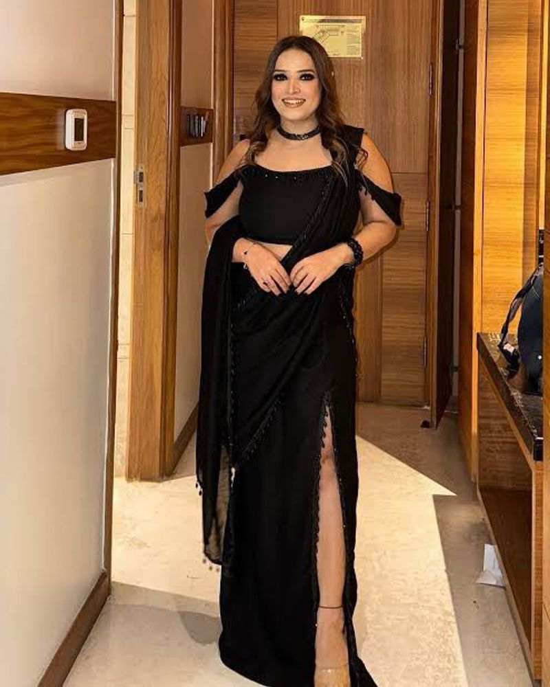 WabiSabi couture designer slit blouse&amp;saree