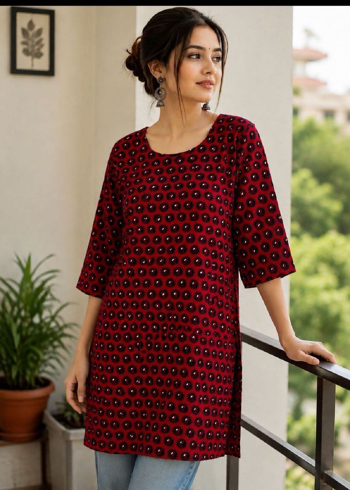 Stylish Red Printed Kurta