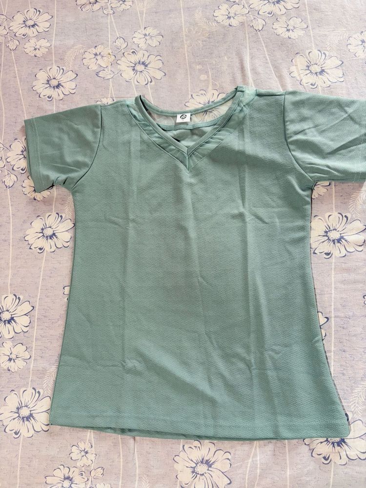Green V-Neck top