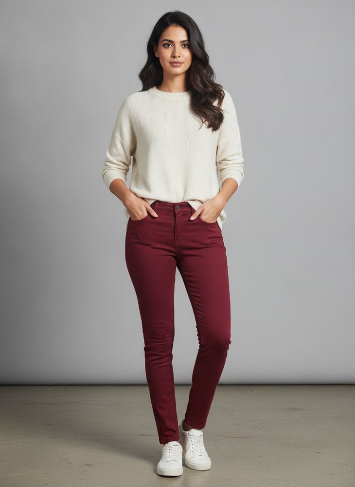 Women's Burgundy Skinny Jeans