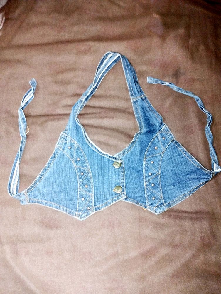 Denim Vest Halter Top