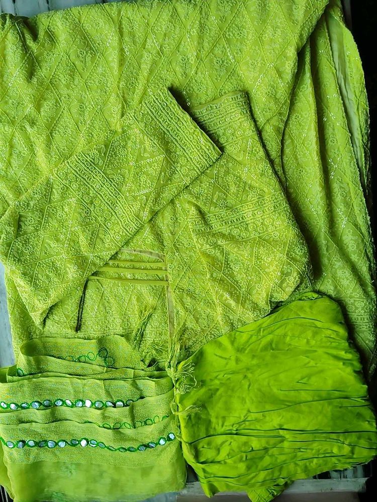 Green Chikankari Kurta Set with Dupatta