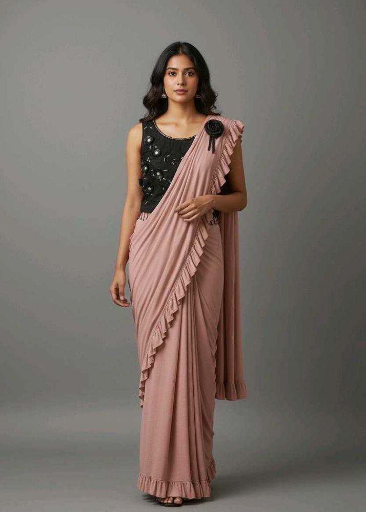 Stylish Ruffled Saree with Embellished Blouse