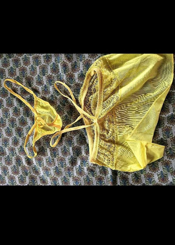 Yellow Lace Thong Panty