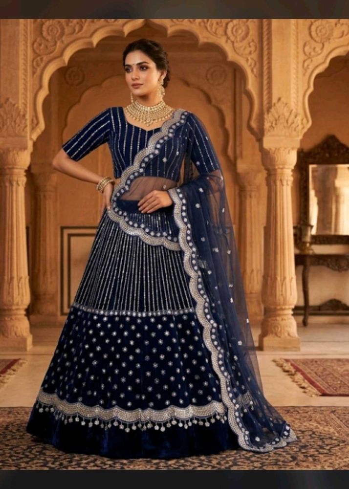 Stunning Navy Blue siqvens Lehenga Choli