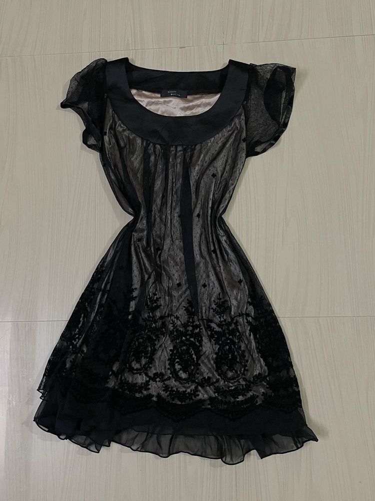Elegant Black Lace Overlay Dress