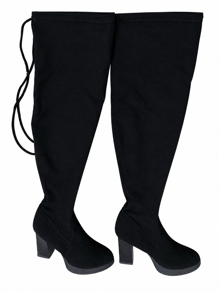 Black Over The Knee Boots | Thigh High Heeled Boot