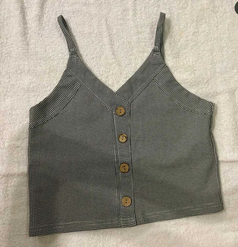 Cute Gingham Button-Up Cami Top