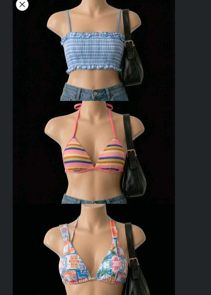 Colorful Striped &amp; Patterned Bikini Tops