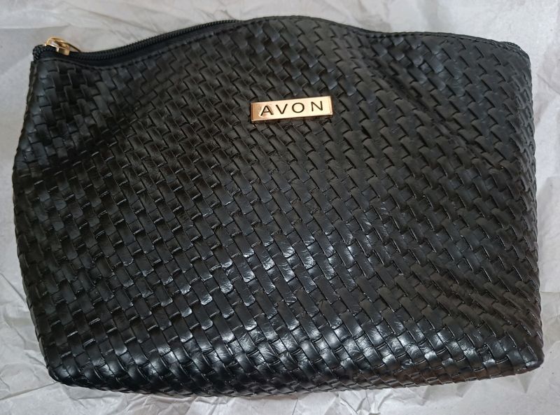 Avon leather wallet/Pouch - Black With Golden