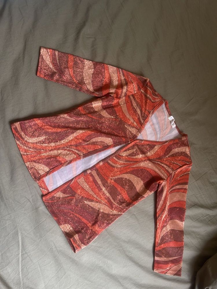 Sparkly Retro Swirl Print Top